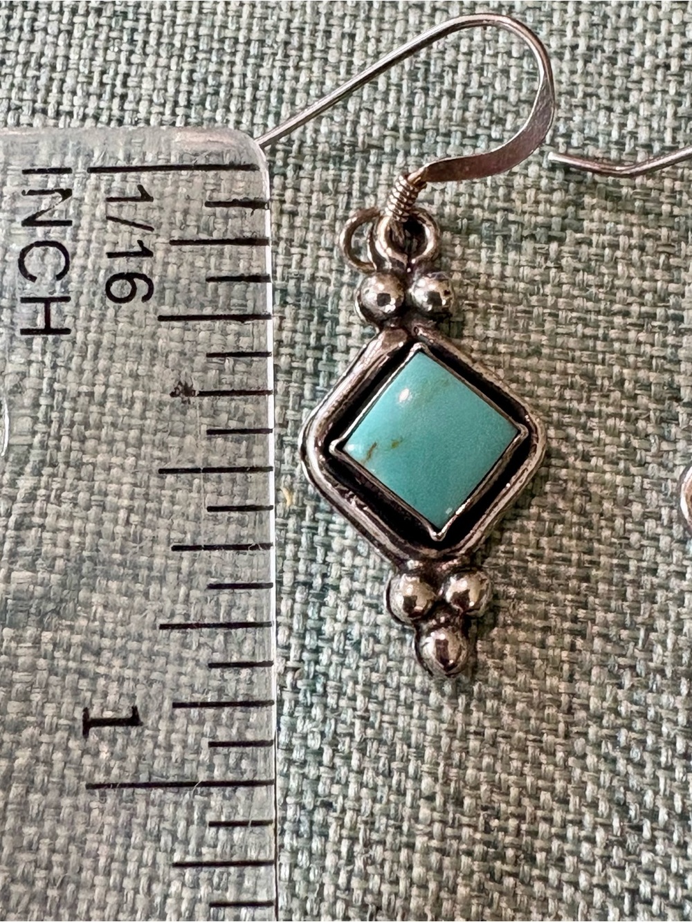Sterling silver turquoise earrings with French wires - Picture 2 of 3